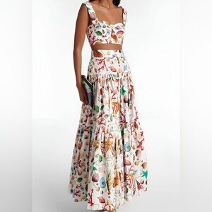 Commense Sea Life Print Maxi Skirt Set